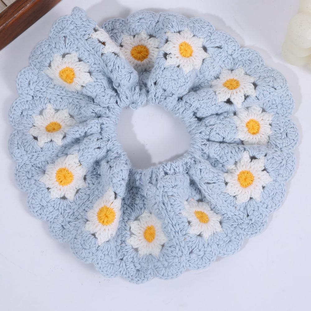 Elastic Crocheted Flower Scrunchies Flores Sweet Hair Tie Exquisite Knitted Hair Rope  Girls