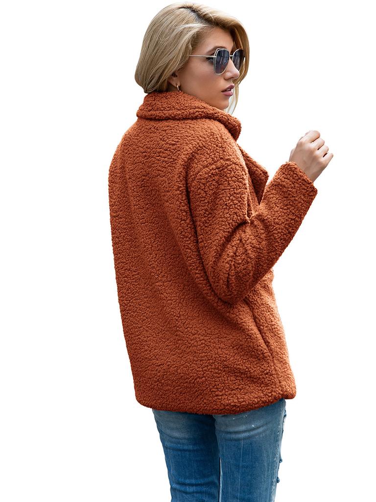 Женское модное зимнее пальто с длинными рукавами и пуговицами из искусственной овчины, лохматая куртка большого размера