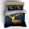 Golden Geometric Deer Design Bedding Duvet Cover Set Duvet Cover Pillowcases  (1*Duvet Cover 2*Pillowcases, without duvet insert)