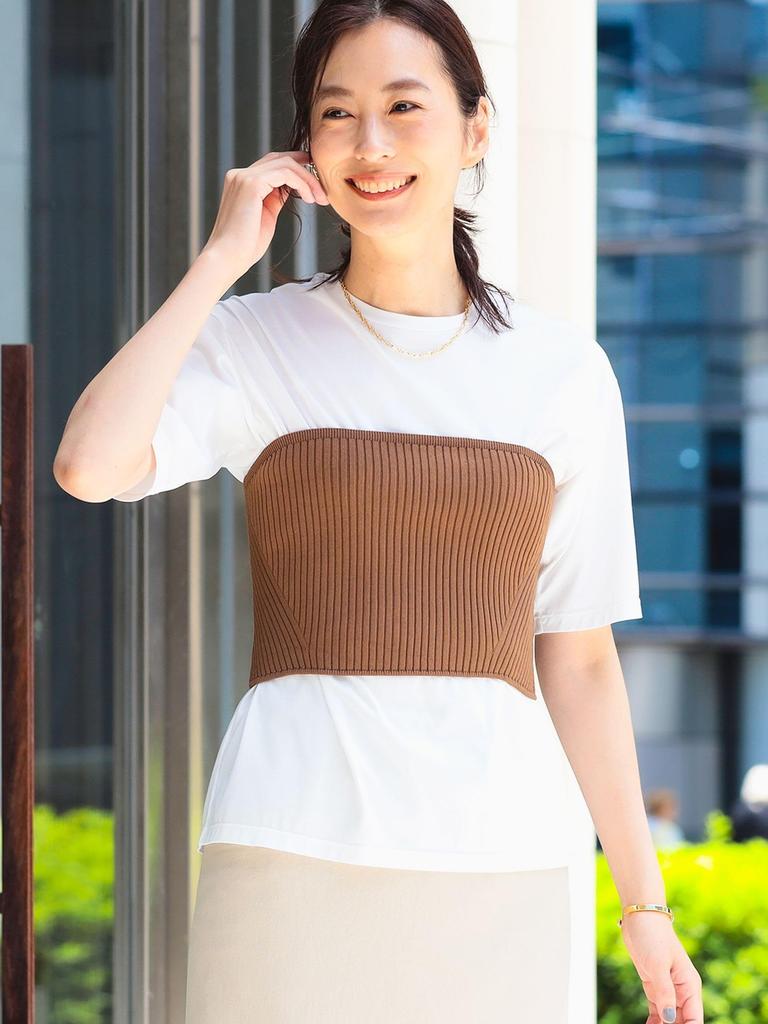 Вязаный жилет, трикотажный бюстье, цвет бежевый, один размер 64050397594 [Demilx Beams] S/S для женщин