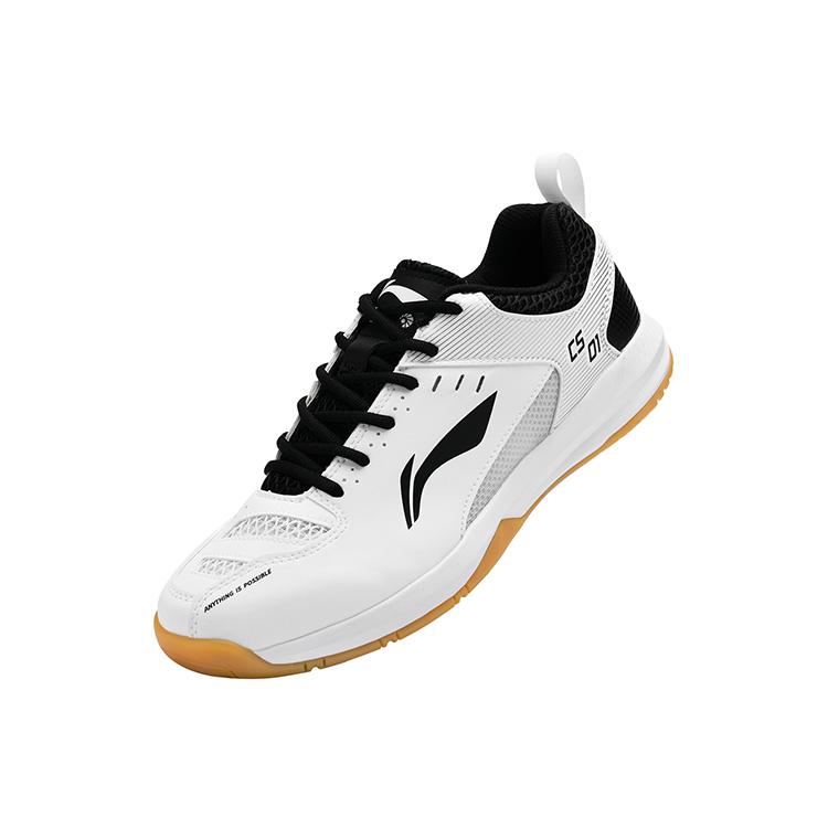 New LiNing Feather Cushioning, Slip Resistant, Abrasion Resistant, Breathable Low Top Badminton Shoes Unisex White Black AYTS034-5