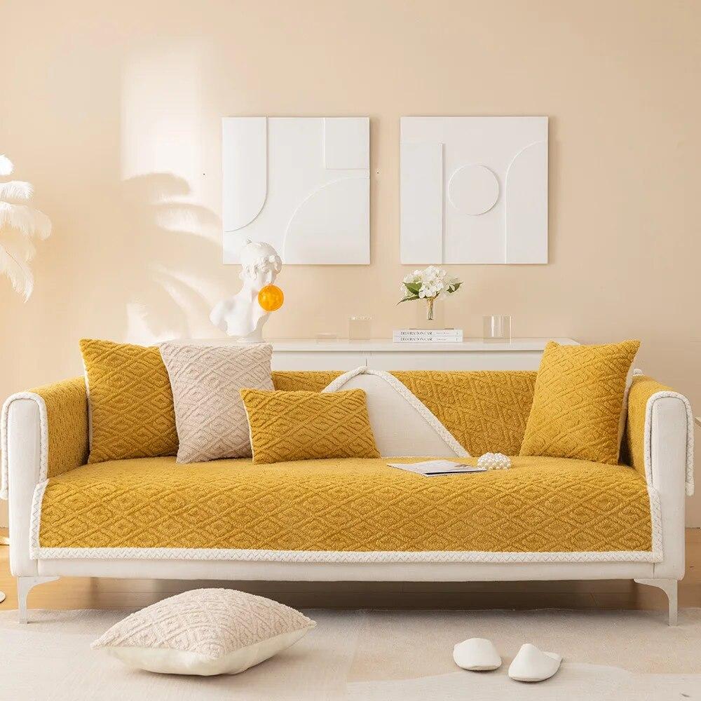 Зимний чехол для дивана с защитой от кошачьих царапин, толстый супермягкий бархатный плюшевый диван-полотенце, секционные L-образные чехлы для диванов для гостиной