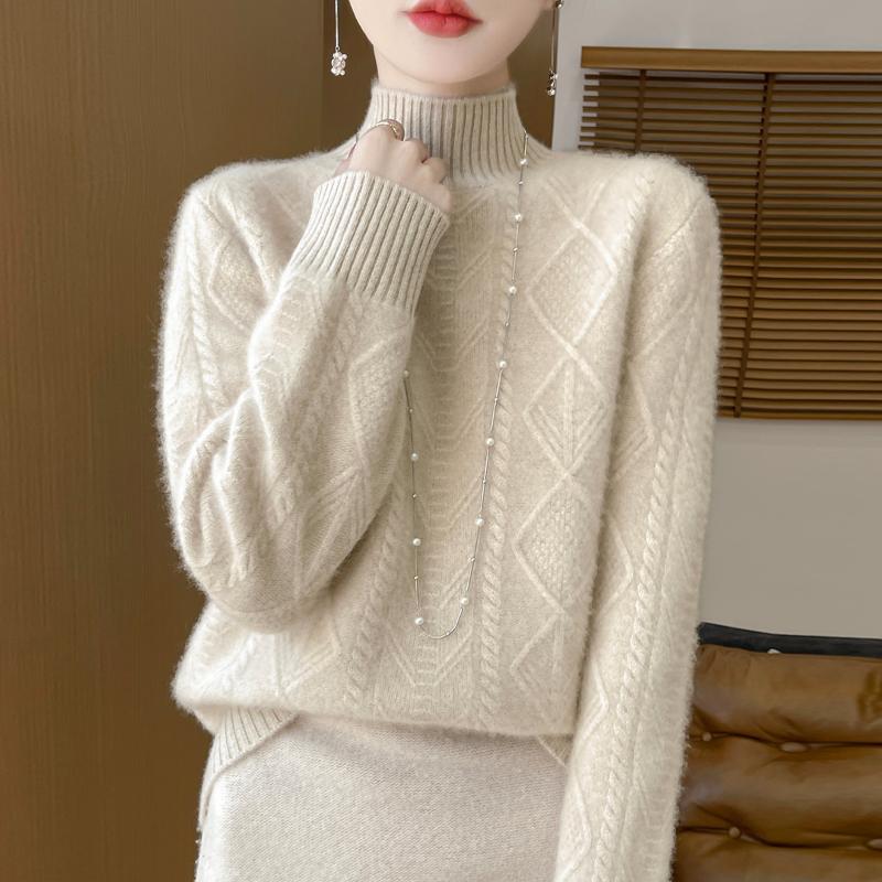 Women Sweater 100% Wool MODERN NEW SAGA Turtleneck Knit Pullover Thick Winter Jumpers Female Knit Tops