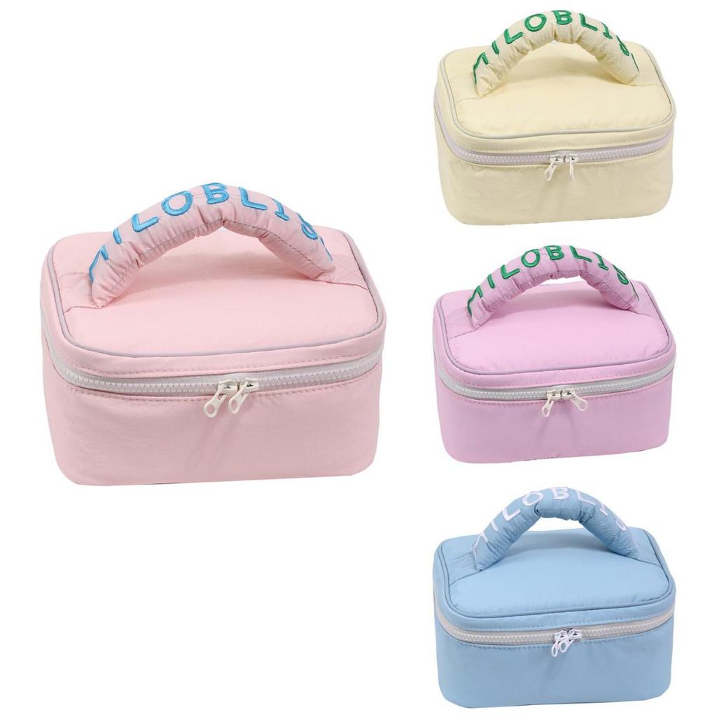 Korean Style Pastel Cotton-Filled Handbag Cosmetic & Travel Wash Bag