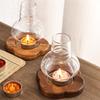 1шт орнамент прозрачный деревянный подсвечник настольный со стеклянной крышкой домашний декор фонарики свадебные подсвечники ветрозащитный