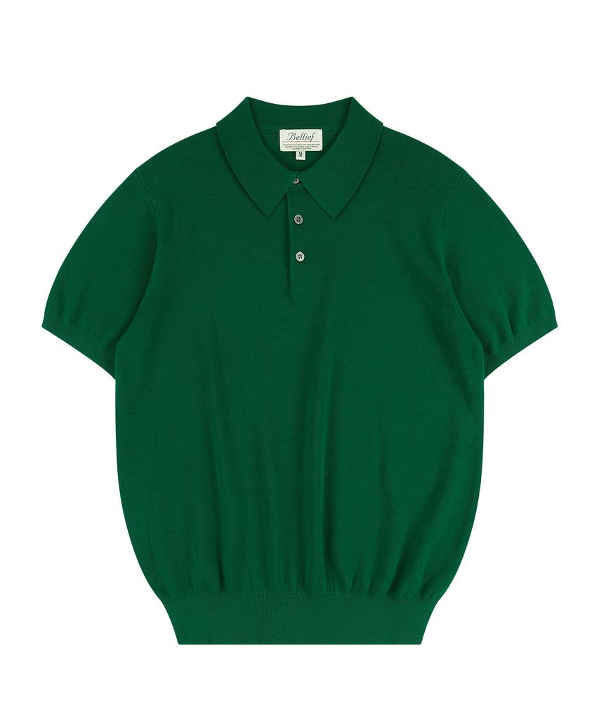 BELLIEF Essential Comfort Short Sleeve Polo Knit (Green)
