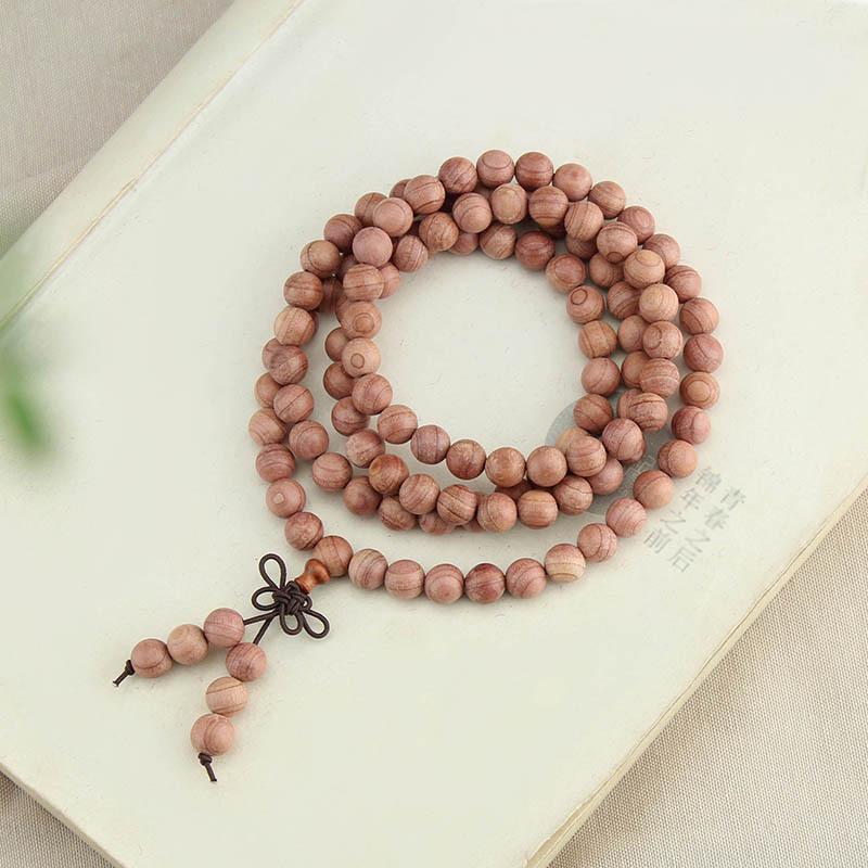Little Red Book Style Blood Cypress Multi-Strand Bracelet: 108 Bead Buddhist Prayer Beads, Retro Versatile Wenwan Jewelry.