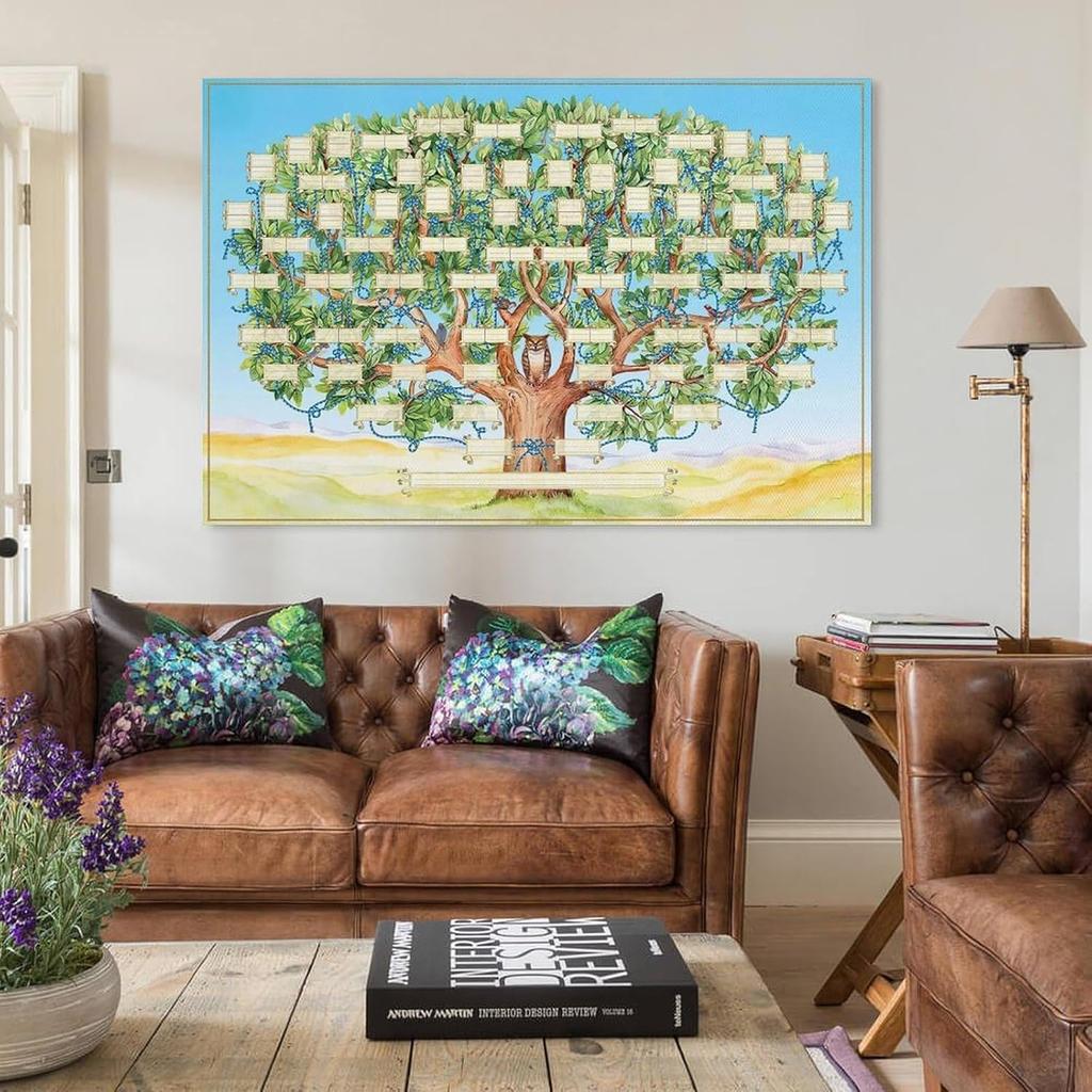 Family Tree Chart to Fill in - 6 Generation Genealogy Poster Blank Fillable Ancestry Chart Canvas Print Family Tree Geneology Chart Poster Gifts for