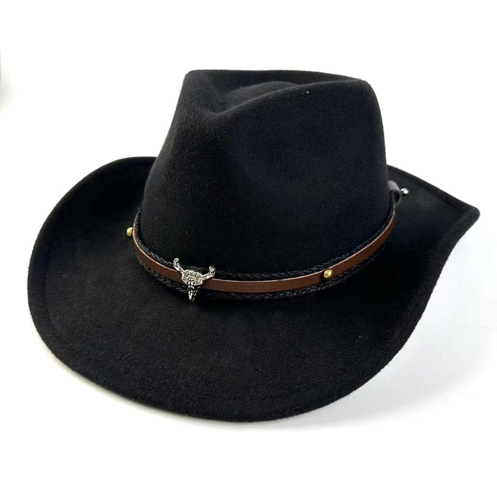 Popular Thousand Bird Grid Double-Sided Top Hat Autumn And Winter Warm British Jazz Hat Personalized Performance Cowboy Hat
