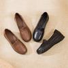 Autumn New Leather Casual Women's Shoes Medium and Old Mother Shoes Non-slip Soft Sole One Pedal Deep Mouth Flat Heel Women's Single Shoes