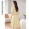 Sishui Nianhua Elegant Short-Sleeve Midi Dress