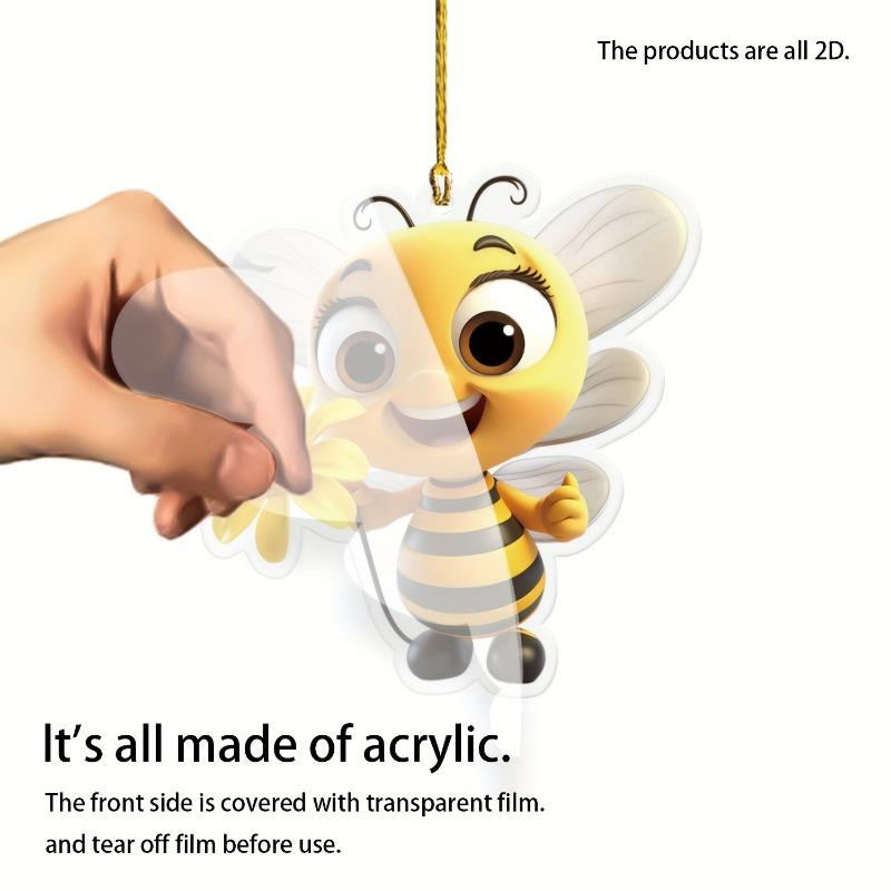 Комплект из 1 предмета: подвеска из плоского акрила Cute Bee 2D, декоративная подвеска на зеркало заднего вида автомобиля, аксессуары для сумки и брелока