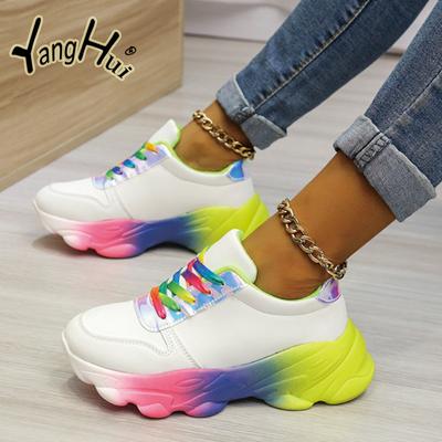 Женские кроссовки из вулканизированной кожи, разноцветные, спортивные, повседневные, удобные, кроссовки на платформе для бега, износостойкие, 2024 Zapatos De Mujer