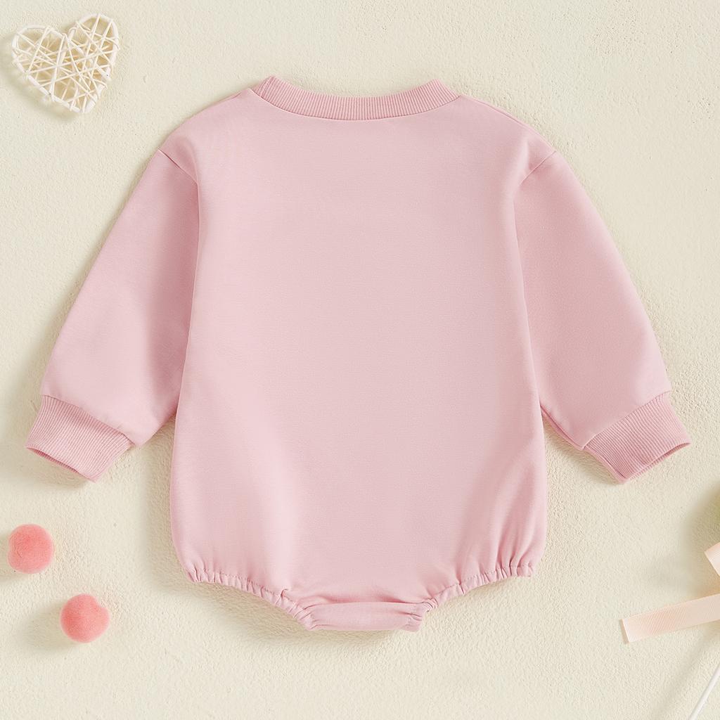 Baby Girls Sweatshirts Rompers Valentine's Day Clothes Letter Heart Embroidered Long Sleeve Spring Bodysuits Jumpsuits