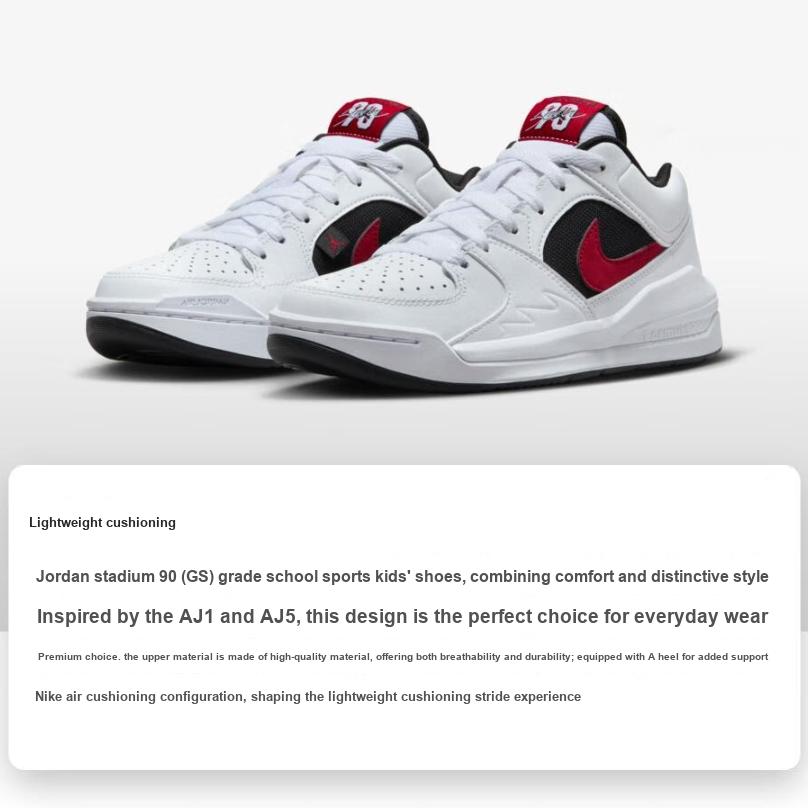 Кроссовки Air Jordan Stadium 90 GS Белый Черный Красный для зала Детские DX4399-116