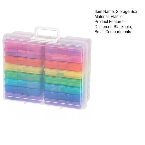 1 комплект ящика для хранения чехлов для фотографий Прозрачный контейнер для рукоделия большой емкости с ручкой 16 внутренних футляров Пластиковые ювелирные изделия Контейнер для хранения мелких предметов Коробка