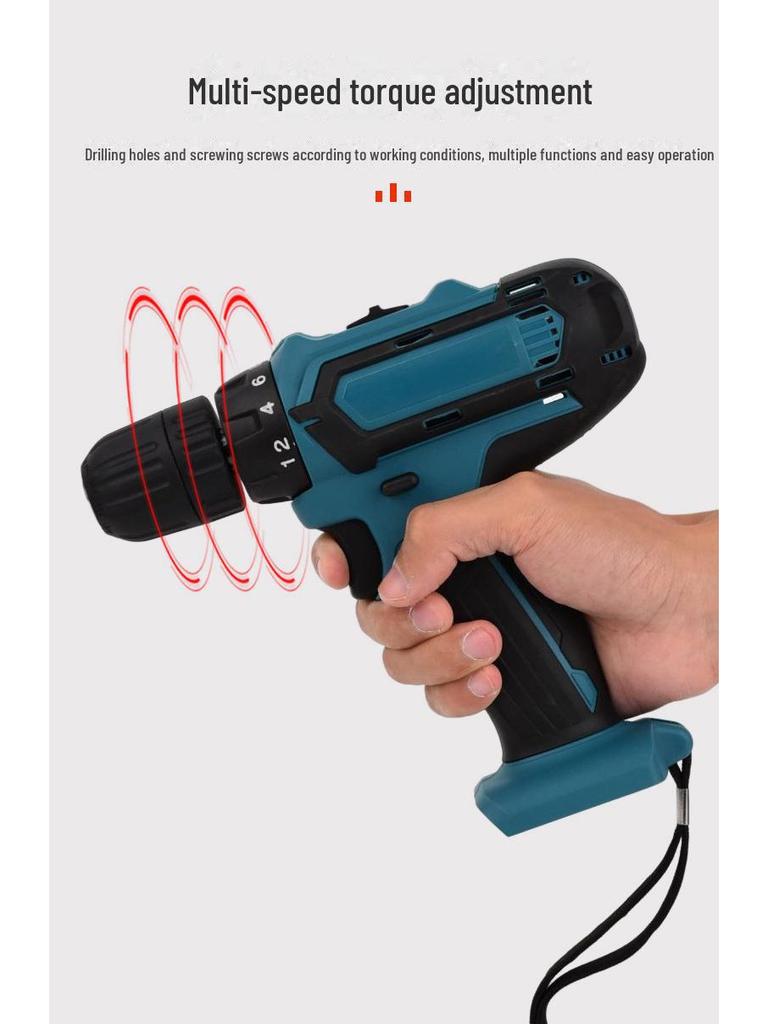Cordless High-Power Handheld Lithium Battery Electric Drill