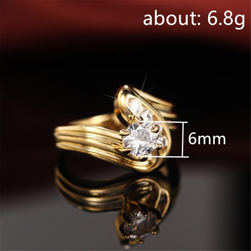 CAOSHI Chic Creative Design Ring Female Wedding Accessories Gold Color Shiny Zirconia Finger Jewelry for Engagement Ceremony