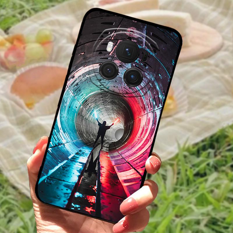 Чехол-бампер для Honor Magic6 Pro, силиконовый, мягкий, с рисунком под мрамор, черный, полный комплект защиты