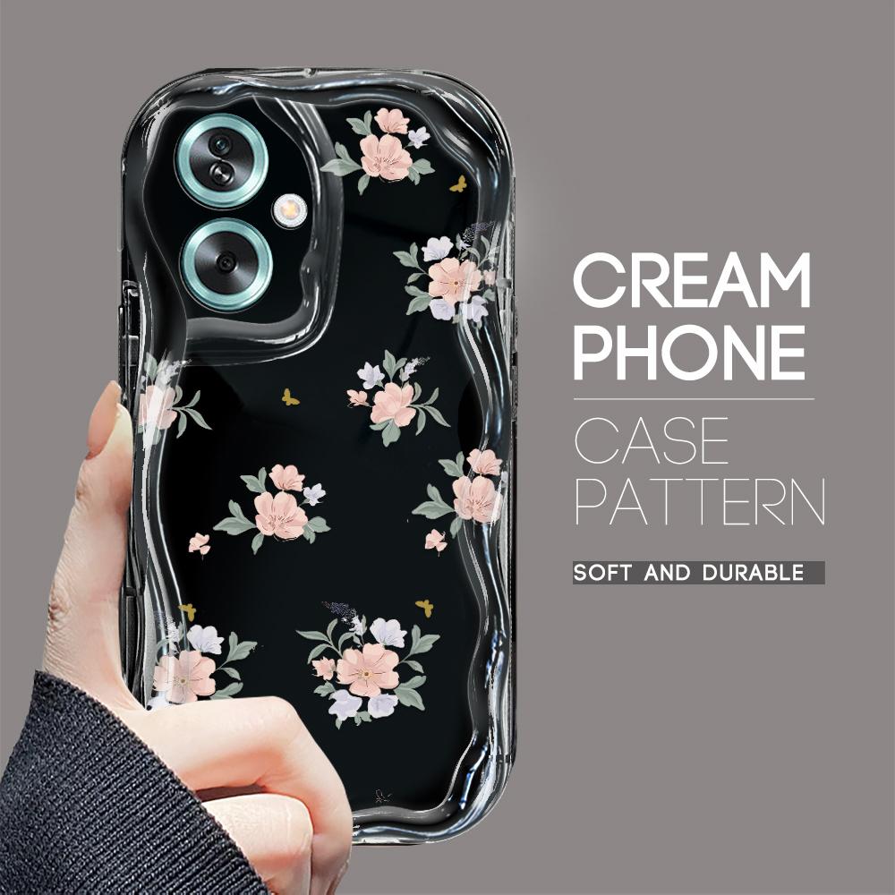 Cute Cartoon Pattern Cream Texture Casing Wavy Edge Soft Silicone Cover Phone Case for OPPO Reno Realme