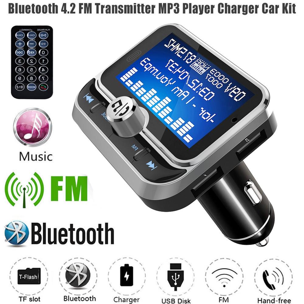 1,8-дюймовый автомобильный Bluetooth FM-передатчик, беспроводной радиоадаптер, музыкальный плеер громкой связи, автомобильный комплект, поддержка TF-карты, USB-диска, AUX