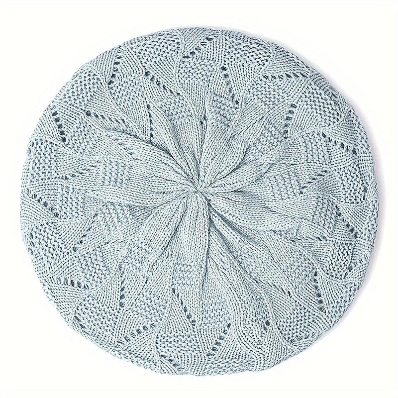 [Элегантная вязаная шапка ручной стирки] Шикарный вязаный берет для женщин на все сезоны - Легкий, дышащий, 100% полиэстер, только ручная стирка