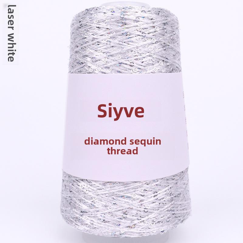 Пряжа с пайетками Siyue 2 мм - шерстяная пряжа ручной работы для проектов своими руками (100г)