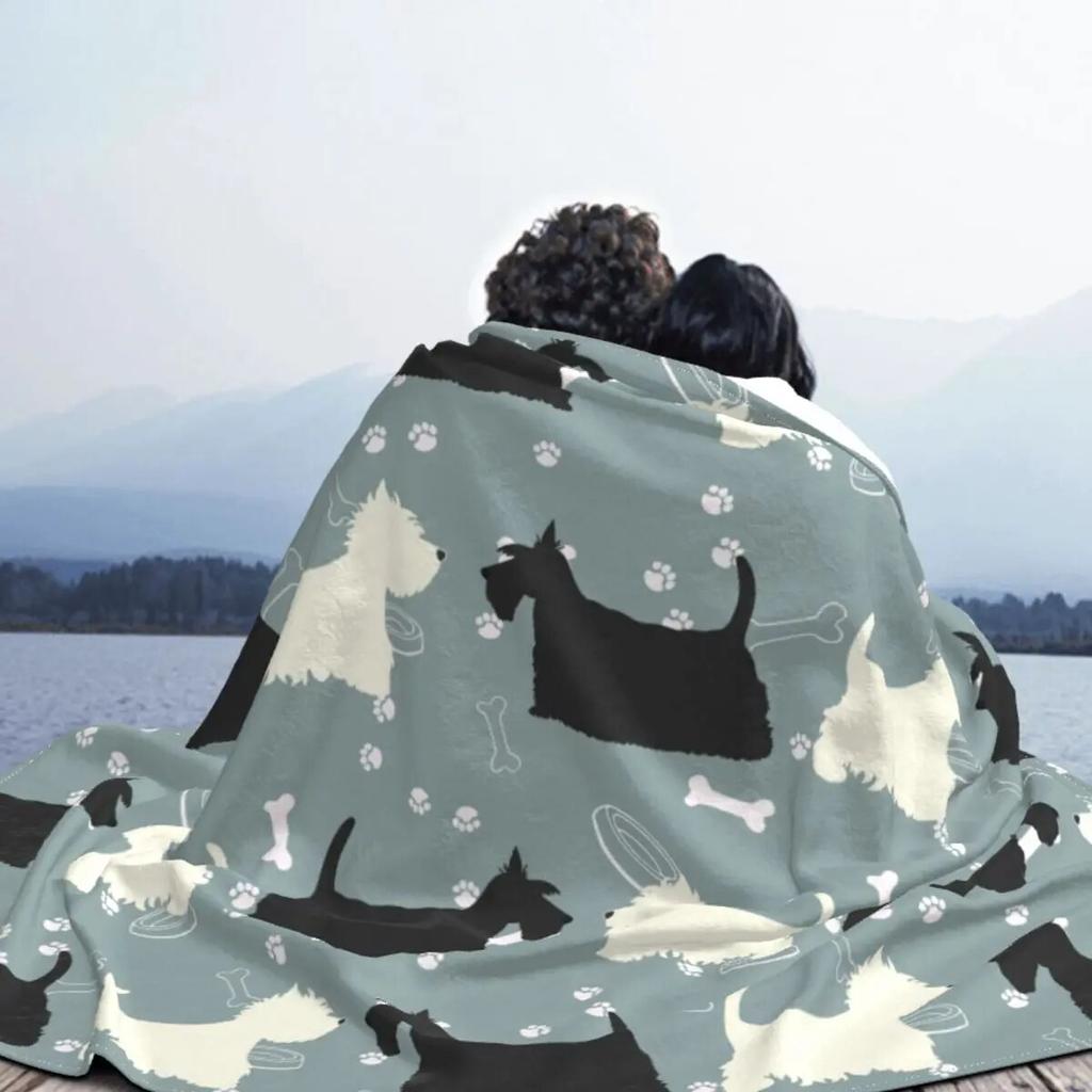 Одеяло Скотти и Вести Вест-хайленд-терьера, флисовое зимнее одеяло для собак, тонкое одеяло для домашнего офиса, плюшевое тонкое одеяло