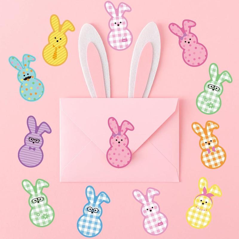 100-500 шт. Наклейки на Пасхального Кролика Рулон Милые Цветные Бумажные Наклейки с Кроликами 9 Дизайнов Узор Наклейки для Запечатывания Подарочной Упаковки