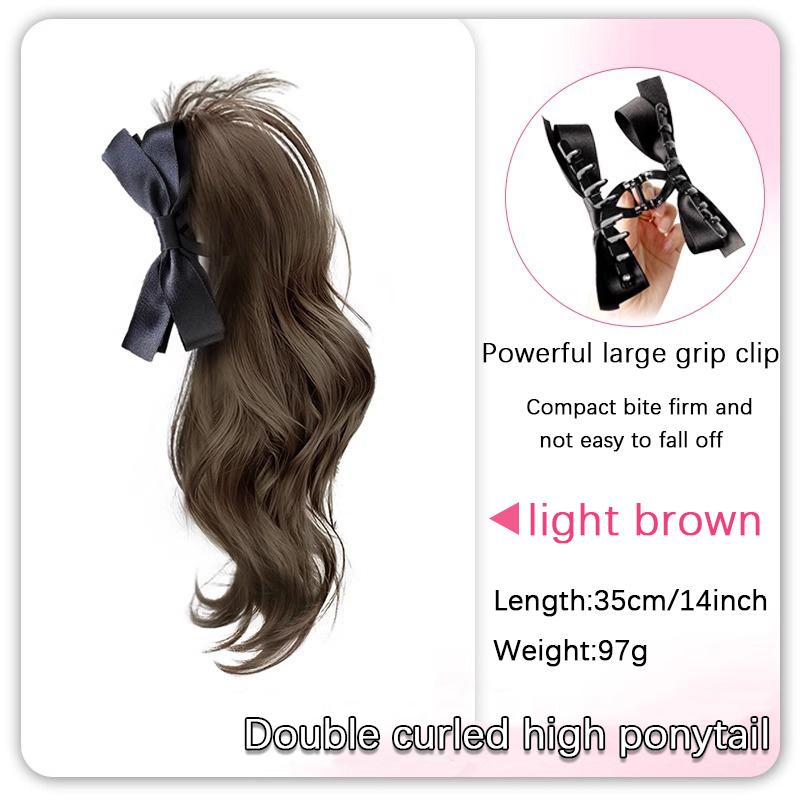 Парик с завитыми вверх волосами, завязанными в хвост, на заколке, женский синтетический парик с увеличенным объемом, подходит для повседневных встреч