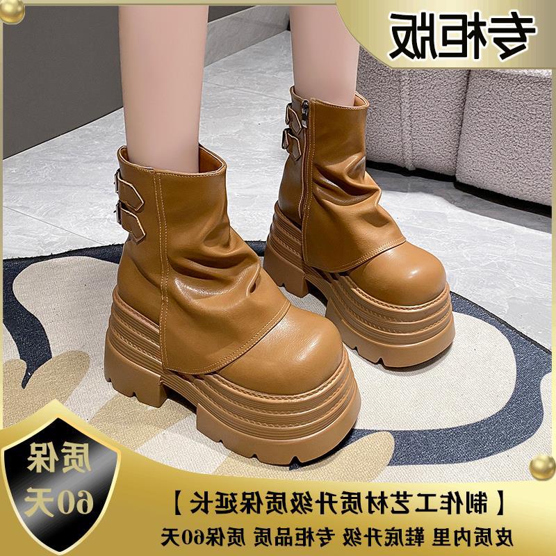 Брюки, увеличивающие рост, короткие сапоги на толстой подошве, ботинки Martin, женские кафтанчики, вельвет в стиле вестерн, маленький мужчина, новая зимняя мода и комфорт