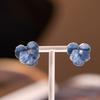 Iris Blue Retro Flower Phalaenopsis Earrings - Elegant Ear Clips for Non-Pierced Ears