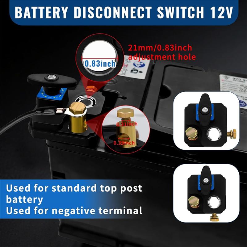 A58X-Boat Marine Battery Switch Cut Off Shut Off Kill Quick Disconnect Switches 2Pcs Car Battery Disconnect Switch 12V 24V