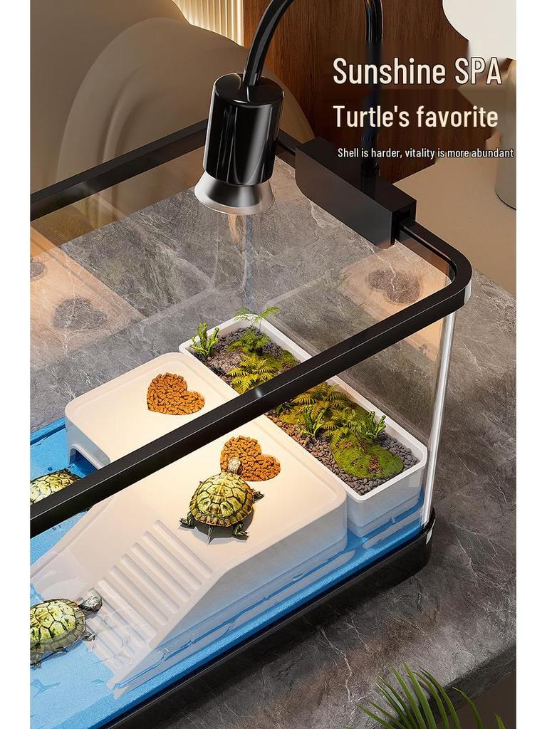 Маленький аквариум для черепах Экологичная настольная вилла с террасой для загара для разведения бразильских черепах