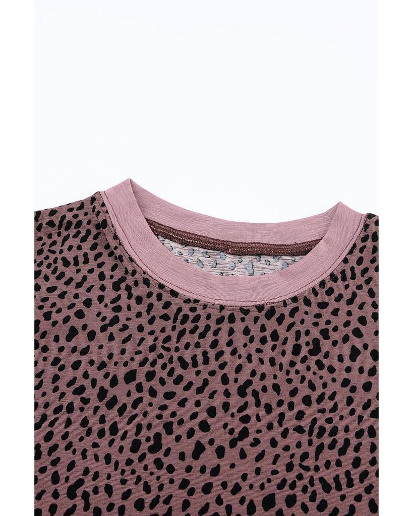 Azura Exchange Spotted Print Round Neck Long Sleeve Top