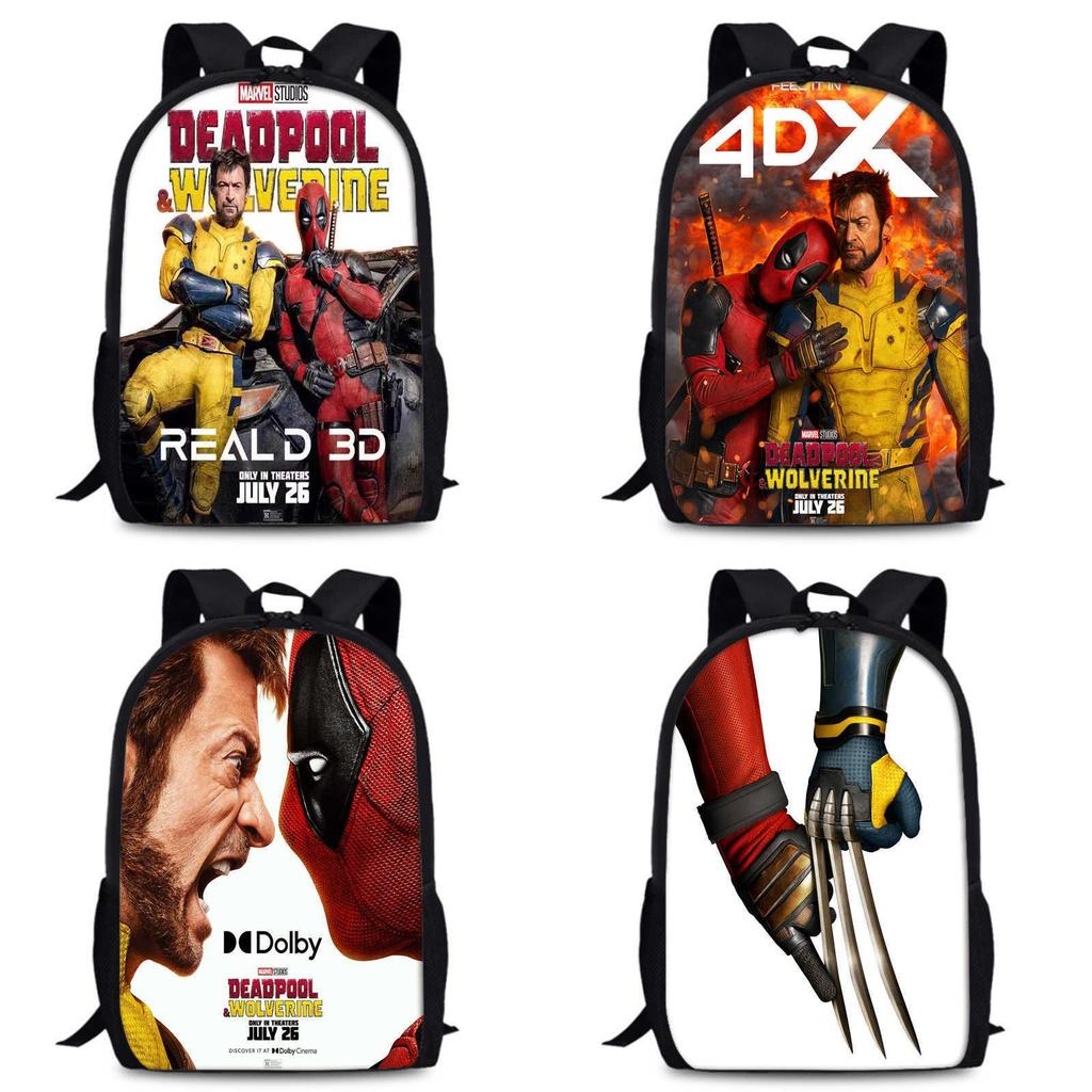 Deadpool And Wolverine Backpack Durable Oxford Fabric 15-inch Student Bag