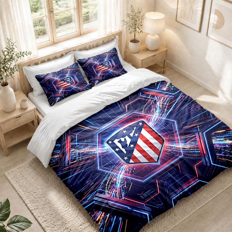 Bedding Set 1 Duvet Cover 2 Pillowcases Atletico Madrid Print Bedroom Home Decoration