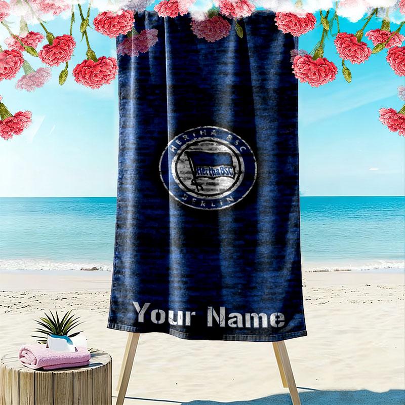 Hertha BSC Custom Name Print Beach Towel, Large Soft Quick Dry Towel for Beach Camping Swimming