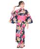 Yukata Set Junior Retro Change Weave 3 Piece Set Heiko Girls All [KYOETSU] (Yukata, Obi, Geta) (140cm, 1. Flowers)