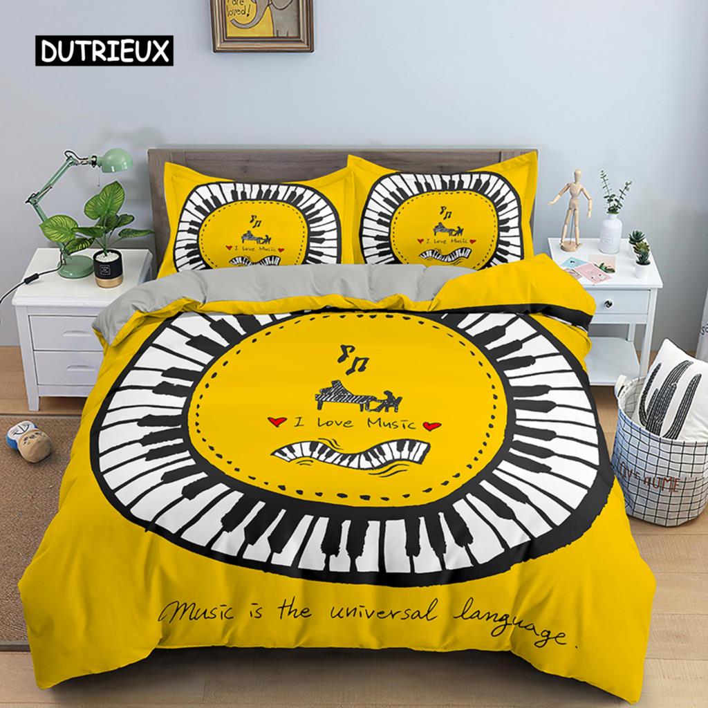 Комплект постельного белья с музыкальными нотами, пододеяльник, набор с клавишами пианино, комплект постельного белья с классической музыкой, мелодия, одеяло, покрывало для детей, мальчиков и девочек