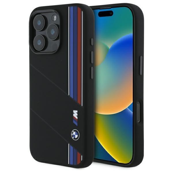 BMW Bmhmp16L23Scuk Iphone 16 Pro 6.3    Black/Czarny Hardcase Silicone Cut Tricolor Lines Magsafe