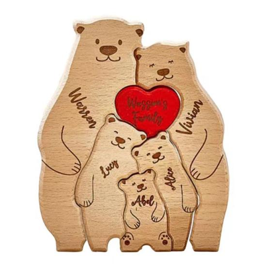1 комплект деревянного медведя, семейного пазла, орнамента, любви, сердца, обнимающего мать и отца