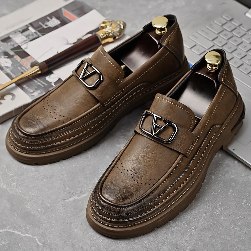 Высококачественные мужские новые модные повседневные кожаные туфли на толстой подошве, бренд для осени, удобные деловые кожаные туфли для мужчин