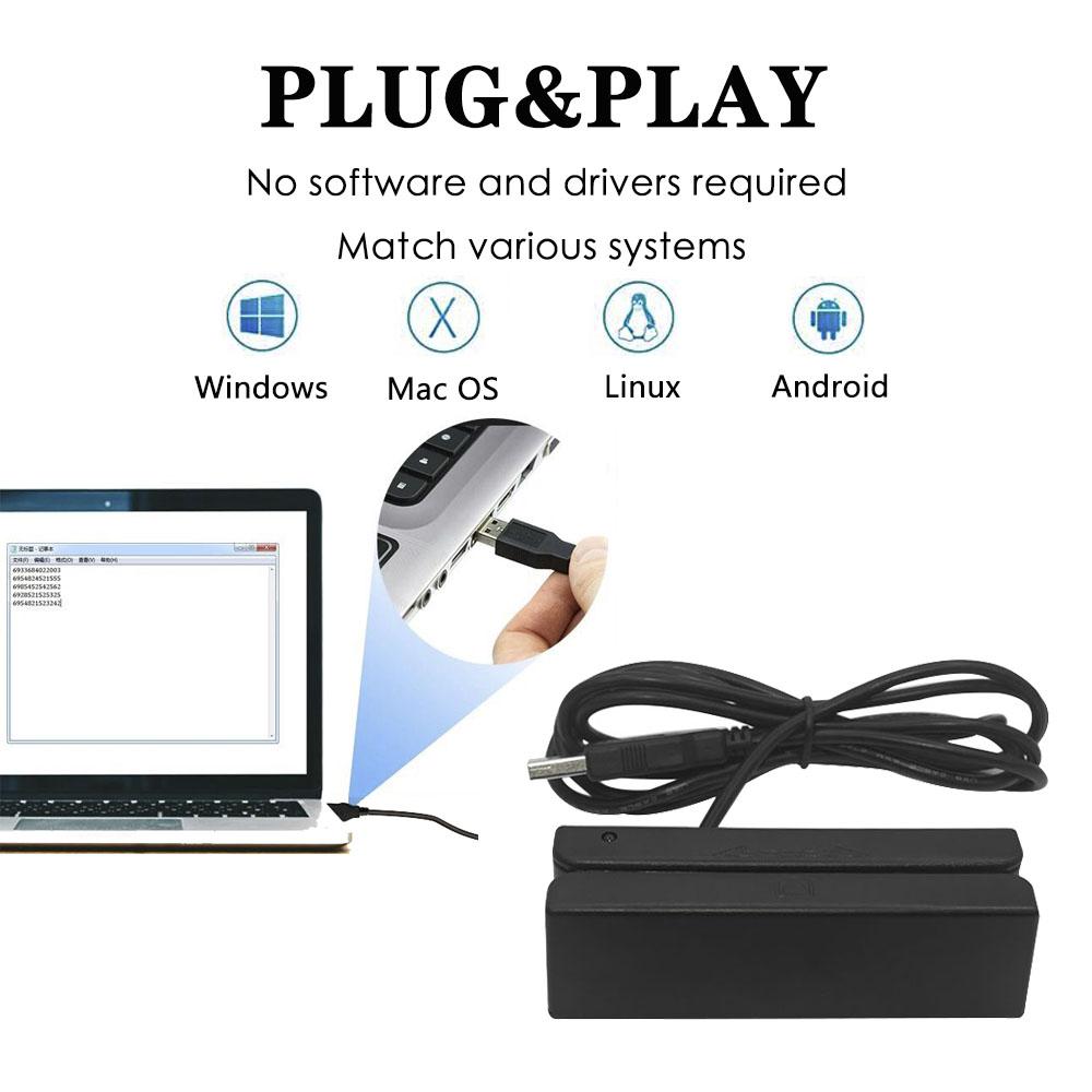 Usb Interface Msr90 All 3 Tracks Small Size Magnetic Stripe Card Reader