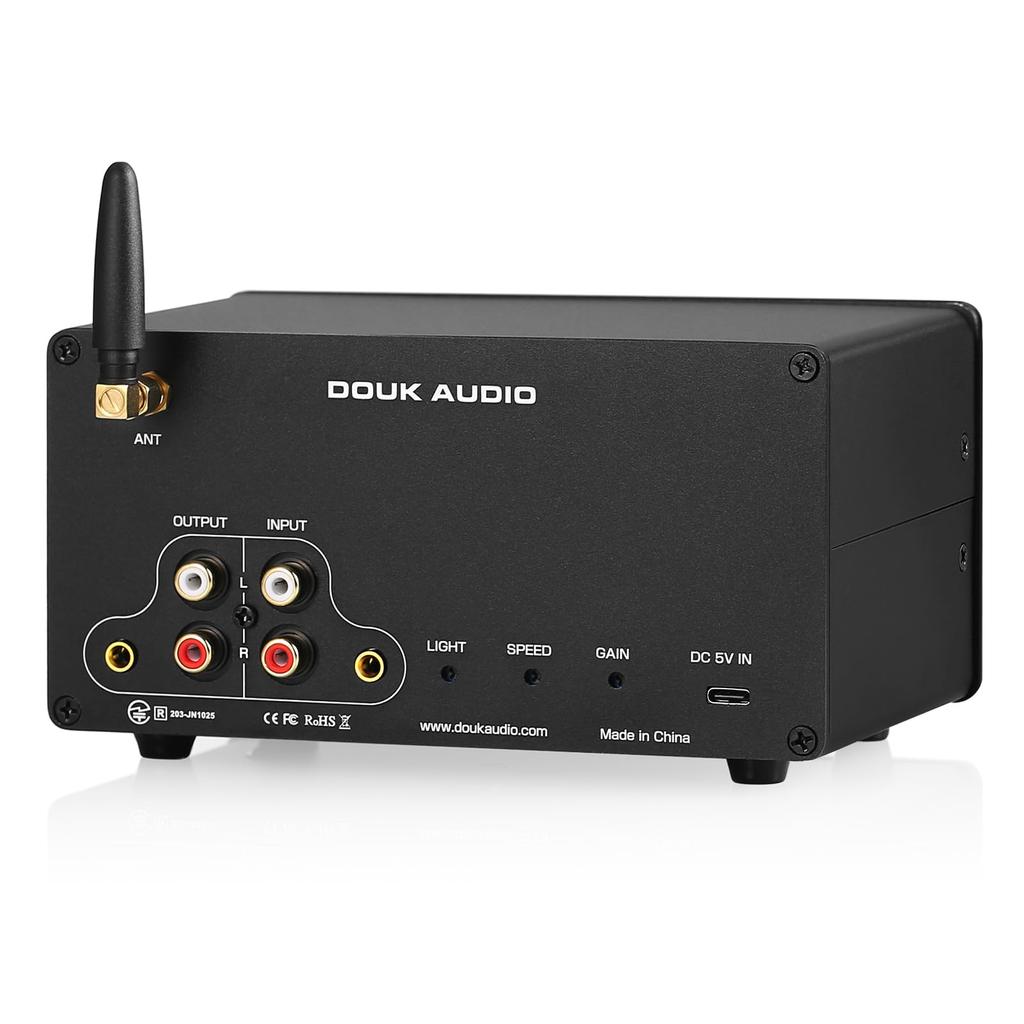 Douk Audio B1 Mini 5 Band EQ Equalizer Bluetooth Receiver Stereo Audio Small Preamplifier with VU Meter &