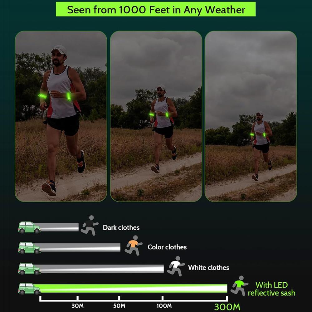 Ночной беговой браслет со светодиодной подсветкой Велосипедный защитный браслет для спорта на открытом воздухе Ремень безопасности для ног Предупреждение о травмах Перезаряжаемый браслет