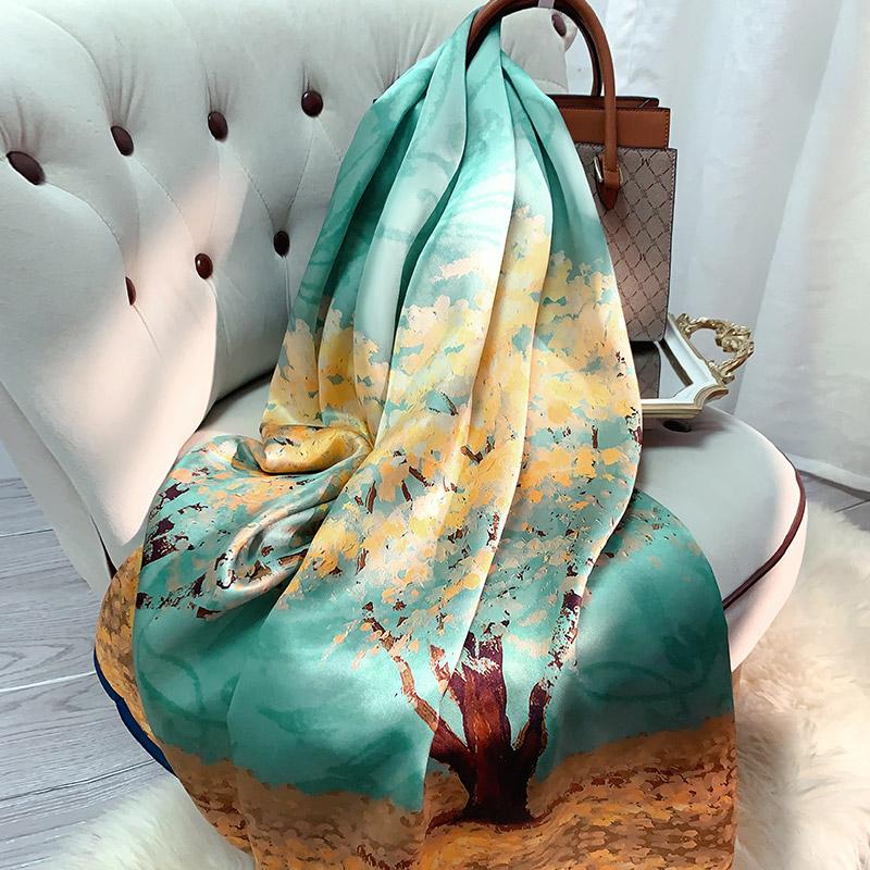 Шали из 100% натурального шелка, платок на голову, женские печатные шарфы из натурального шелка Ханчжоу, летние роскошные дизайнерские платки из чистого шелка для женщин