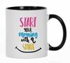 Start Your Morning With A Smile 11 Oz Ceramic Coffee Mug Positive Quotes Funny Novelty Employee Boss Coworkers