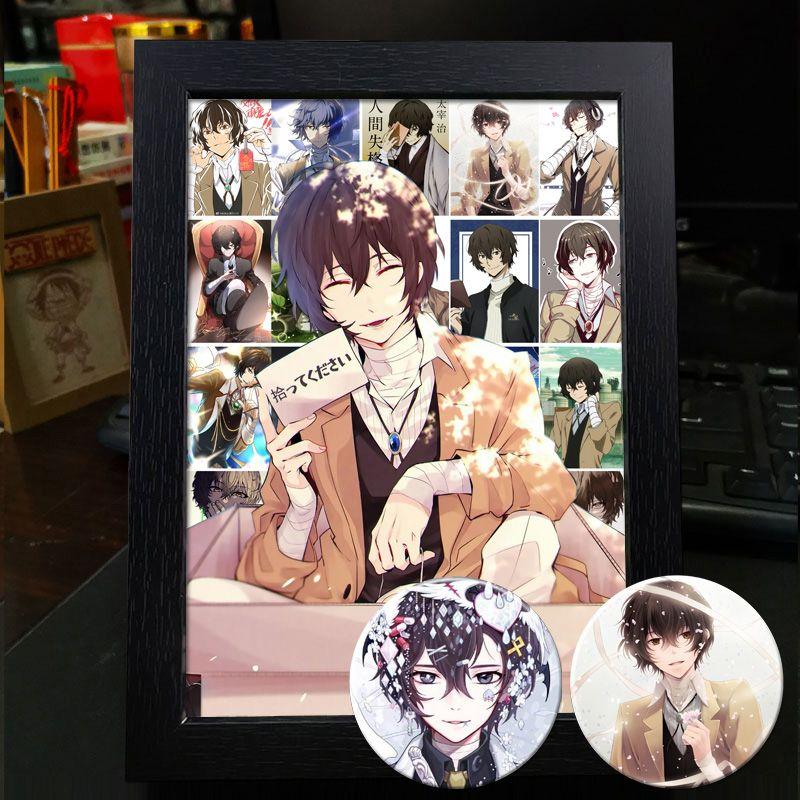 Рамка для фото в стиле аниме Bungo Stray Dogs: Дазай Осаму, Рюносуке Акутагава, Накахара Чуя - готовый стенд для фотоколлажа в подарок