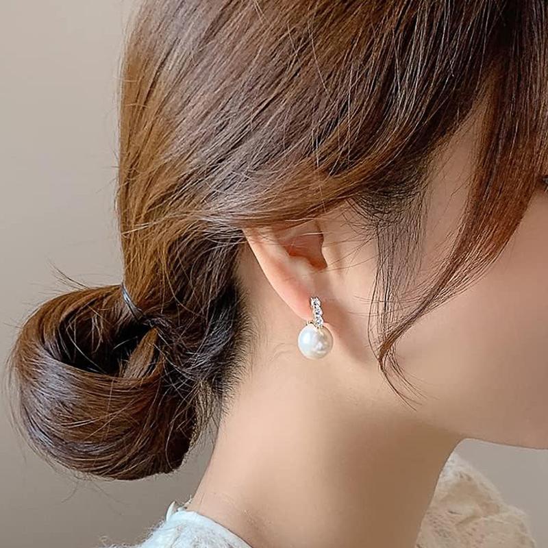 Нежные изящные серьги-капли Huitan, элегантные женские украшения из искусственного жемчуга, женские привлекательные блестящие аксессуары из кубического циркония